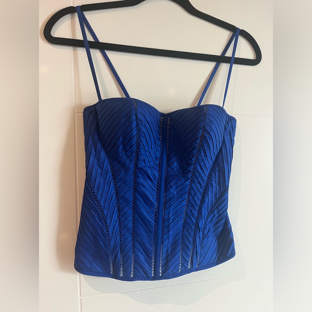 LA PERLA NWT Blue Bustier Corset with Cut Outs and Pleats